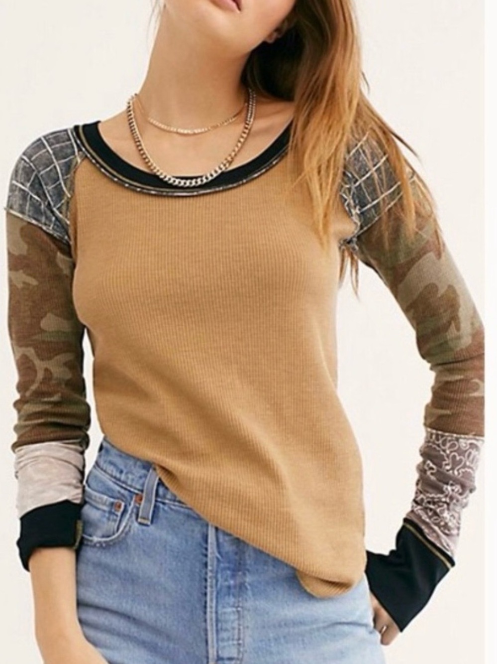 Free People Brightside Thermal in Willow Combo Small